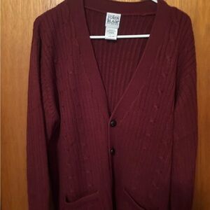 John Blair Men's Maroon Cardigan Sweater